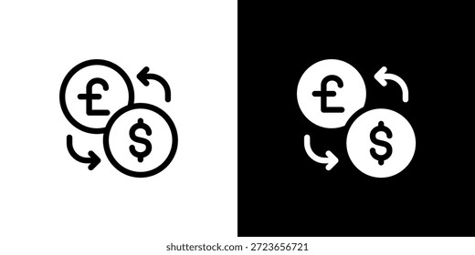 Concepto de icono de intercambio con fondo blanco negro plano. Ilustración vectorial.