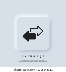 Exchange icon. Double reverse arrow, replace icon. Direction arrows for transfer, sync, migration data. Vector EPS 10. UI icon. Neumorphic UI UX white user interface web button. Neumorphism