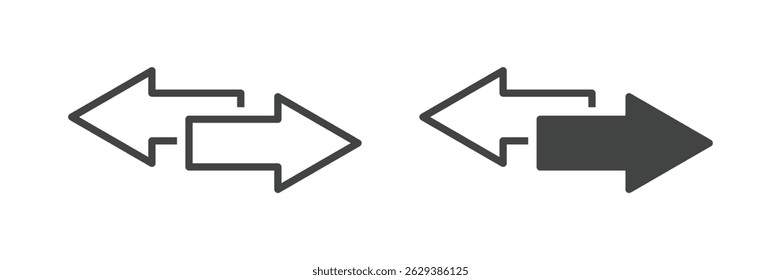 Exchange icon in flat style. Left and right arrow vector illustration on isolated background. Forward sign business concept.