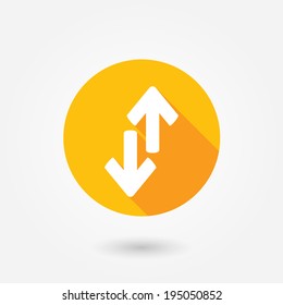 Exchange icon in flat style with long shadow