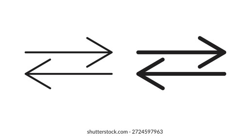 Glifo de icono de intercambio y concepto de símbolo de línea delgada de conjunto de líneas.