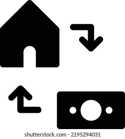 Icono De Intercambio Con Estilo Glifo, Signo De Empresa De Construcción Y Símbolo Aislado En Fondo Blanco