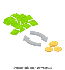 Exchange icon. Isometric illustration of exchange vector icon for web