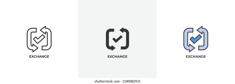 exchange icon. Line, solid and filled outline colorful version, outline and filled vector sign. Idea Symbol, logo illustration. Vector graphics