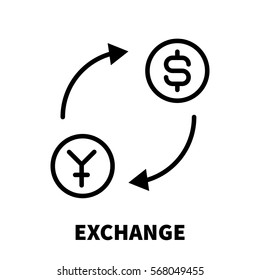 Exchange icon or logo in modern line style. High quality black outline pictogram for web site design and mobile apps. Vector illustration on a white background.