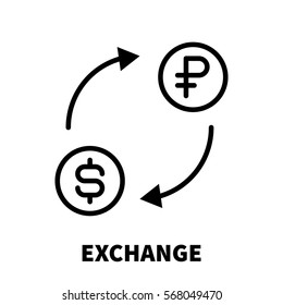 Exchange icon or logo in modern line style. High quality black outline pictogram for web site design and mobile apps. Vector illustration on a white background.