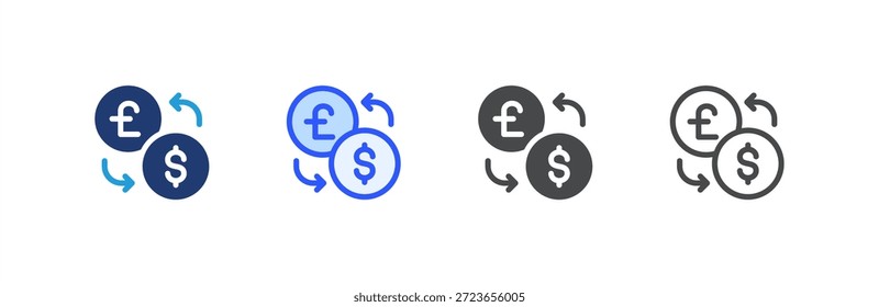 Icono de intercambio de múltiples estilos de colección. Ilustración vectorial.