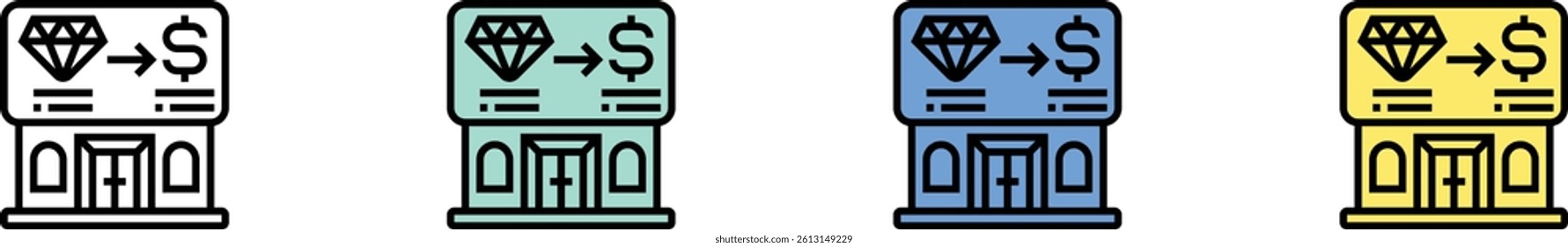 exchange icon. Outline, Green, Blue and Yellow Style Design Isolated On White Background