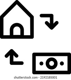 Exchange Icon With Outline Style, Building Construction Sign And Symbol Isolated On White Background