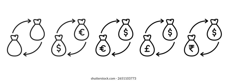 Ícone De Câmbio Definido Com Moedas Diferentes