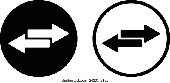 Exchange icon set in two styles isolated on white background . Transfer arrows icon . Left right arrows vector