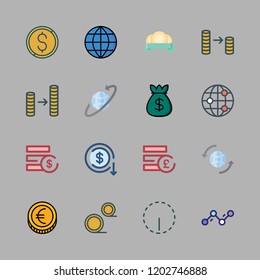 exchange icon set. vector set about coin stack, coins, options and coin icons set.