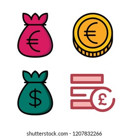 exchange icon set. vector set about money bag, pound sterling and coin icons set.