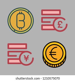 exchange icon set. vector set about bitcoin, pound sterling, yen and coin icons set.
