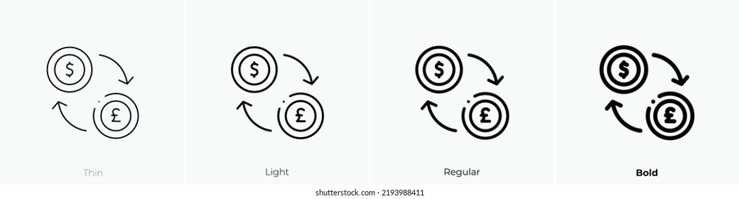 exchange icon. Thin, Light Regular And Bold style design isolated on white background