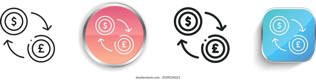 exchange icon. Thin Linear, Regular and Button Style Design Isolated On White Background
