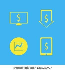 exchange icon. exchange vector icons set dollar symbol computer, dollar symbol phone, graph and dollar rate falling