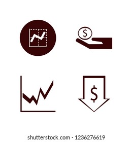 exchange icon. exchange vector icons set graph, money hand and dollar rate falling
