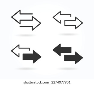 Exchange-Symbol, Vektorgrafik. 2 seitlicher Pfeil-Premium-Illustrationssymbol-Satz. Links rechts Pfeiltasten Vektorsymbol gesetzt.