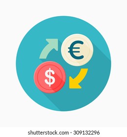 Exchange icon, vector illustration. Flat design style with long shadow,eps10