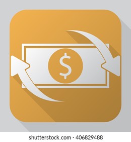 Exchange icon vector, solid illustration, pictogram isolated on gray, long shadow