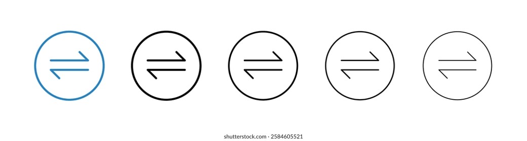 Exchange icons in five different stroke sizes