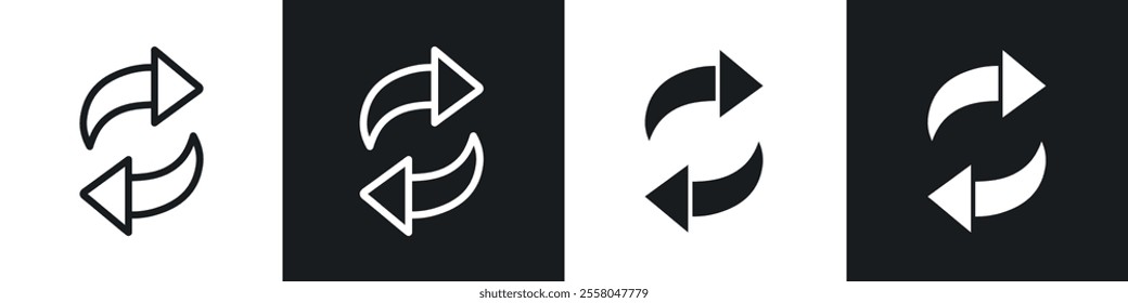 Exchange icons pack in black and white filled and outlined versions.