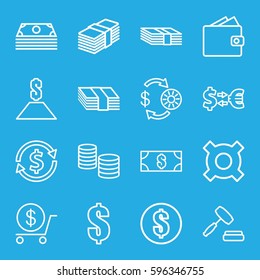 exchange icons set. Set of 16 exchange outline icons such as Casino chip and money, dollar, auction, money, money exchange, wallet