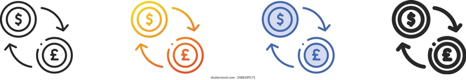 exchange icon.Thin Linear, Gradient, Blue Stroke and bold Style Design Isolated On White Background