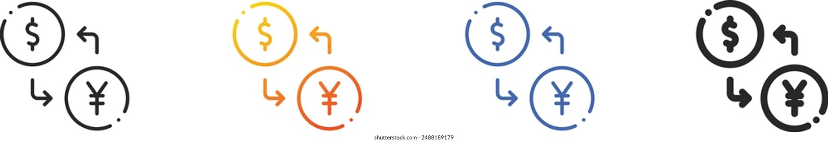 exchange icon.Thin Linear, Gradient, Blue Stroke and bold Style Design Isolated On White Background