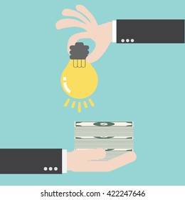 Exchange idea with a lot of money. Flat design for business financial marketing banking advertising commercial event  minimal concept cartoon illustration.
