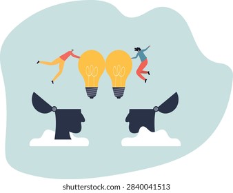 Exchange of ideas between employees. The concept of progressive work.life and employment of people.flat design.