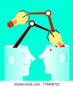 Exchange of ideas. Concept. Light bulbs. Vector illustration