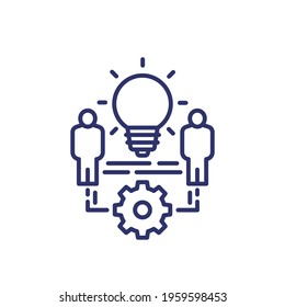 exchange of ideas, thought process line icon
