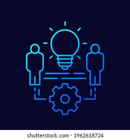 Exchange Of Ideas, Thought Process Line Icon, Vector