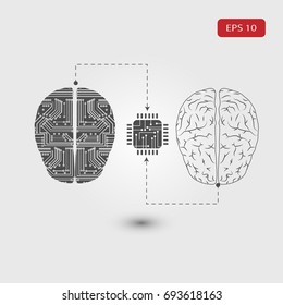 the exchange of information between the brain and the digital interface icon