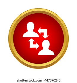 Exchange information between two people icon in simple style on a white background