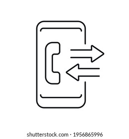 Exchange of information by phone linear icon. Contact us. Support service. Thin line customizable illustration. Contour symbol. Vector isolated outline drawing. Editable stroke