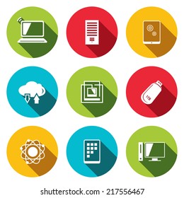 exchange of information technology flat icons set 