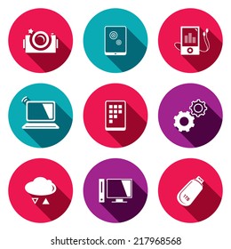 exchange of information technology flat icons set 