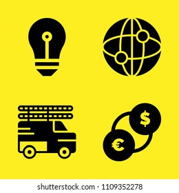 exchange, internet, idea and truck vector icon set. Sample icons set for web and graphic design