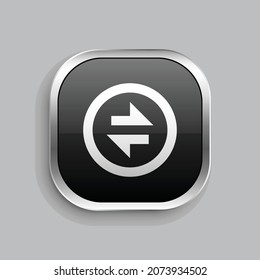 exchange line icon design. Glossy Button style rounded rectangle isolated on gray background. Vector illustration
