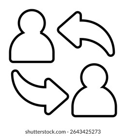 Design de ícone de linha de troca. Ilustração vetorial do símbolo de contorno preto fino para troca. ícone de traçado editável no plano de fundo transparente.