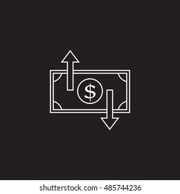 exchange line icon, outline vector logo illustration, linear pictogram isolated on black