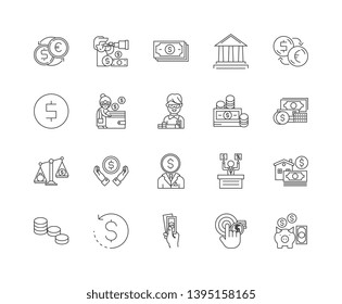 Exchange line icons, signs, vector set, outline illustration concept 