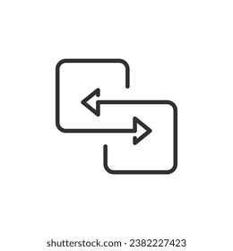 Exchange, lineares Symbol. Pfeile in entgegengesetzte Richtungen. Linie mit bearbeitbarem Hub