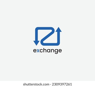 Concepto del logotipo de Exchange. Símbolo de cambio de moneda. Servicios financieros, rendimiento de la inversión. Ilustración del vector