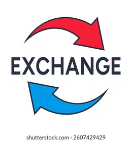 Exchange logo, icon, sticker with Red and Blue Arrows symbol vector illustration