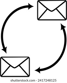 Icono de correo de Exchange. Sobre con flechas de rotación icono de vector de línea simple. Diseño vectorial reemplazable.