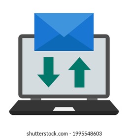 exchange mails from computer icon illustration vector graphic
